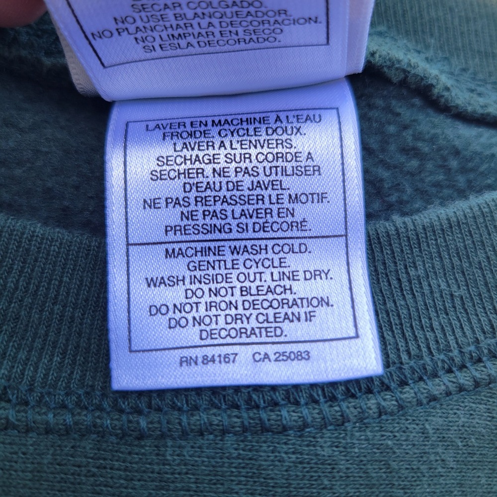 Vintage Disney Store Mickey Mouse Sweatshirt Green Crewneck Felted Outline Sz L - Picture 7 of 7